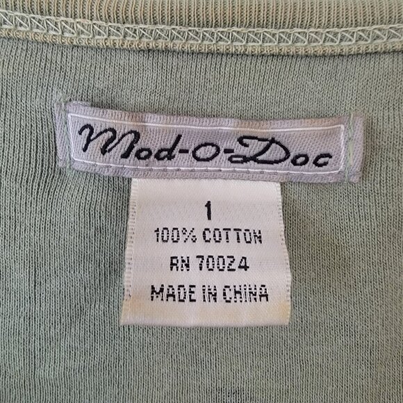 Mod-o-Doc Western Theme Top 3/4 Sleeve Green Sz 1 (S) Horseshoe Cactus Cowboy - Picture 5 of 8